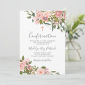 Invitation Confirmation florale rose (Debout devant)