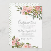 Invitation Confirmation florale rose (Devant / Derrière)