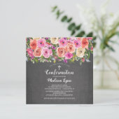 Invitation Confirmation florale rose Chalkboard moderne (Debout devant)