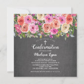 Invitation Confirmation florale rose Chalkboard moderne (Devant)