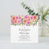 Invitation Confirmation florale rose colorée moderne (Debout devant)