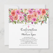 Invitation Confirmation florale rose colorée moderne (Devant)
