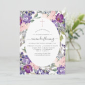 Invitation Confirmation florale rose et prune (Debout devant)