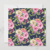 Invitation Confirmation florale rose marine moderne (Dos)