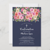 Invitation CONFIRMATION Florale rose moderne (Devant)