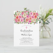 Invitation Confirmation florale rose moderne (Debout devant)