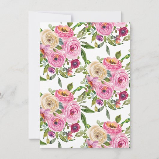 Invitation Confirmation florale rose moderne (Dos)