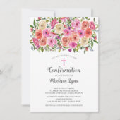 Invitation Confirmation florale rose moderne (Devant)