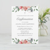 Invitation Confirmation florale rose simple et élégante pour (Debout devant)