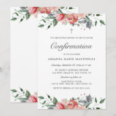 Invitation Confirmation florale rose simple et élégante pour (Devant / Derrière)