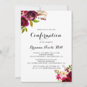 Invitation Confirmation florale Rustique Broussaillée Bourgog (Devant)