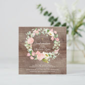 Invitation Confirmation florale Rustique chic rose (Debout devant)