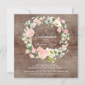 Invitation Confirmation florale Rustique chic rose (Devant)