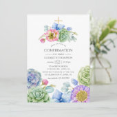 Invitation Confirmation florale Succulente tendance (Debout devant)