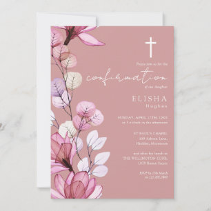 Invitation Confirmation florale transparente de Dusty Rose