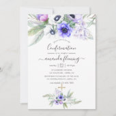 Invitation Confirmation Florale Violet Pastel (Devant)