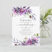 Invitation Confirmation florale Violet Pourpre Poppy (Debout devant)