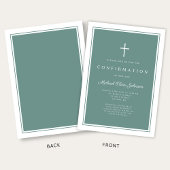 Invitation Confirmation Garçon Croix Verte Moderne