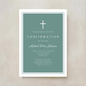 Invitation Confirmation Garçon Croix Verte Moderne