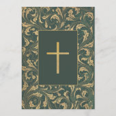 Invitation Confirmation Garçon Gold Croix Vert Vintage Chardo (Dos)