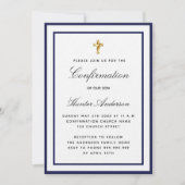 Invitation Confirmation garçon royal bleu blanc luxe (Devant)