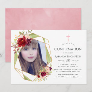 Invitation Confirmation géométrique burgundy et blush