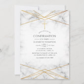 Invitation Confirmation géométrique en marbre d'or (Devant)