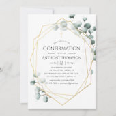 Invitation Confirmation géométrique Eucalyptus (Devant)