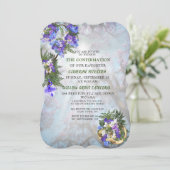 Invitation Confirmation géométrique Gold & Jacaranda Flowers (Debout devant)