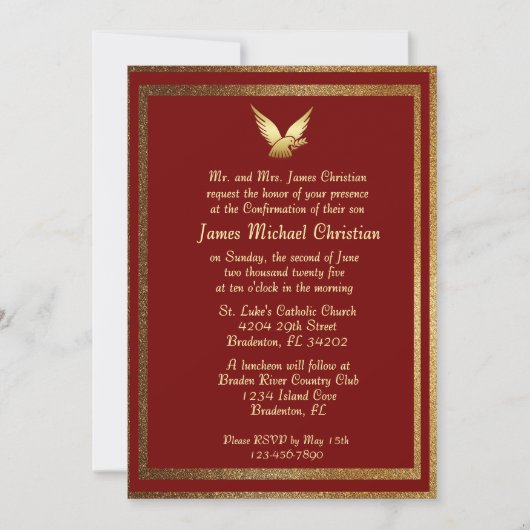 Invitation Confirmation Gold Dove (Devant)