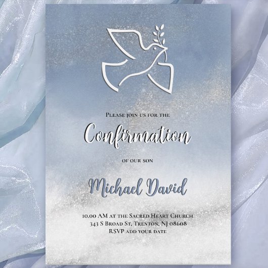 Invitation Confirmation gris marbre bleu