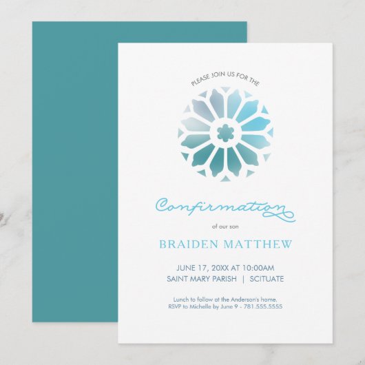 Invitation Confirmation Invitation, Garçons Confirmation Invi (Devant / Derrière)