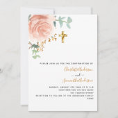 Invitation Confirmation jumeaux filles rose or floral photo (Devant)