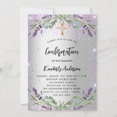Invitation Confirmation lavande argent violet fille luxe (Devant)