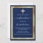 Invitation Confirmation marine bleu or croix or de luxe (Devant)