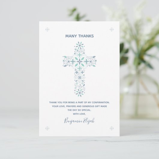 Invitation Confirmation Merci note Christian Card (Debout devant)