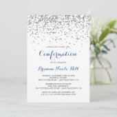Invitation Confirmation minimaliste Confetti Argent (Debout devant)