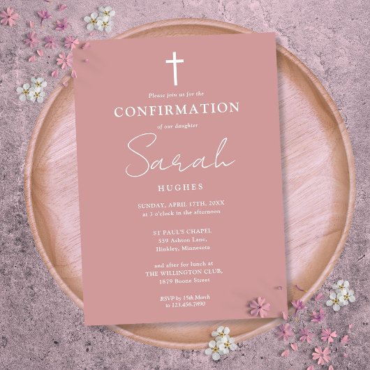 Invitation Confirmation minimaliste moderne Dusty Rose