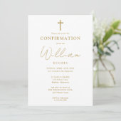 Invitation Confirmation minimaliste moderne Gold Elegant (Debout devant)
