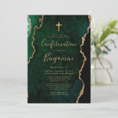 Invitation Confirmation Moderne Émeraude Verte Agate Script (Debout devant)