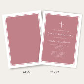 Invitation Confirmation Moderne Fille Croix Rose Poussiéreuse