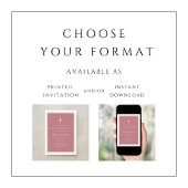 Invitation Confirmation Moderne Fille Croix Rose Poussiéreuse