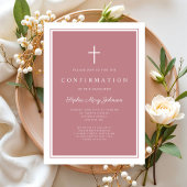 Invitation Confirmation Moderne Fille Croix Rose Poussiéreuse