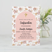 Invitation Confirmation pampas fleurs rose or luxe (Debout devant)