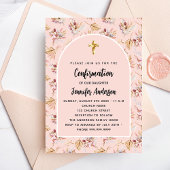 Invitation Confirmation pampas herbe fleurs rose or luxe