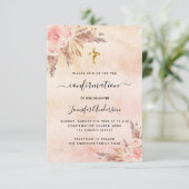 Invitation Confirmation pampas herbe rose or rousse fille (Debout devant)