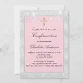 Invitation Confirmation parties scintillant rose argent scrip (Devant)