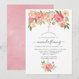Invitation Confirmation Pastel à l'Aquarelle de Pivoines