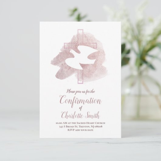 Invitation confirmation peinture or rose (Debout devant)