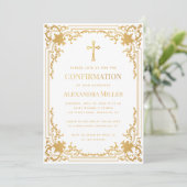 Invitation Confirmation Photo Faux Gold Foil Vintage Élégant (Debout devant)